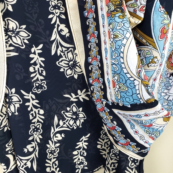 BILLA OF CA Boho Paisley Floral Silky Blouse,M - Picture 6 of 9